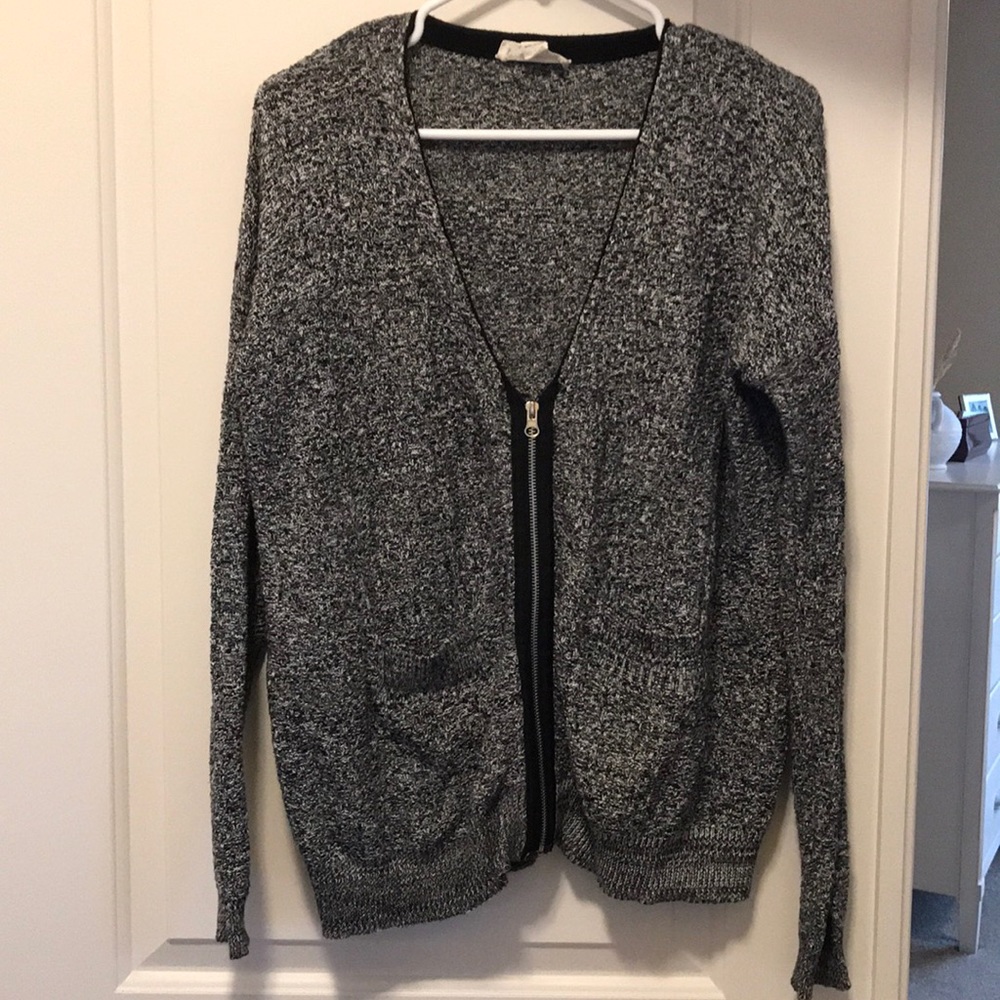 Grey Zip Up Cardigan